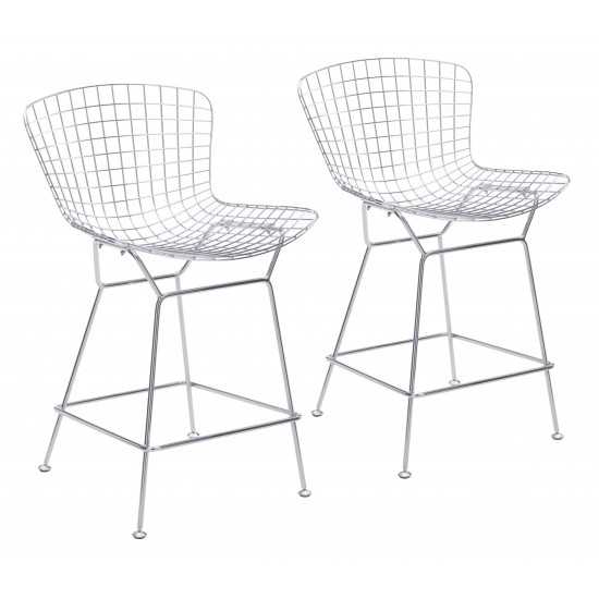 Wire Counter Chair (Set of 2) Chrome