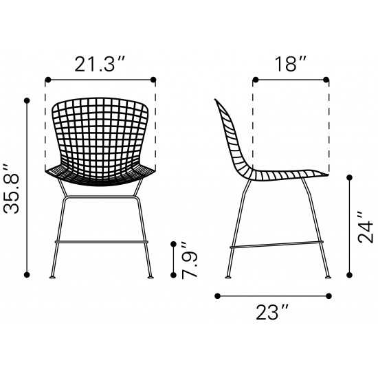 Wire Counter Chair (Set of 2) Chrome