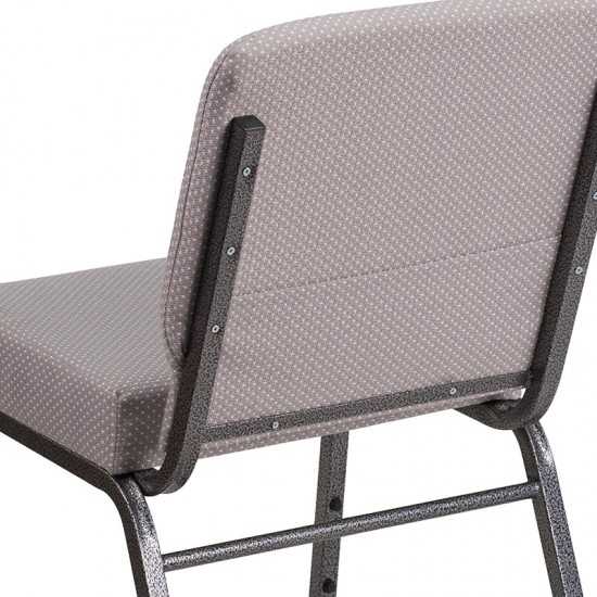 21''W Church Chair in Gray Dot Fabric - Silver Vein Frame