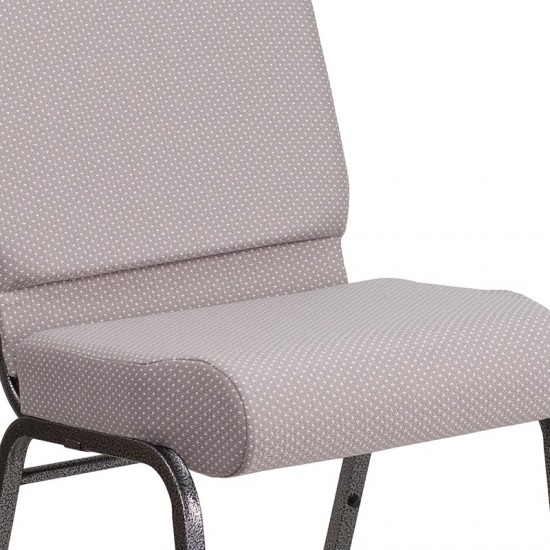 21''W Church Chair in Gray Dot Fabric - Silver Vein Frame