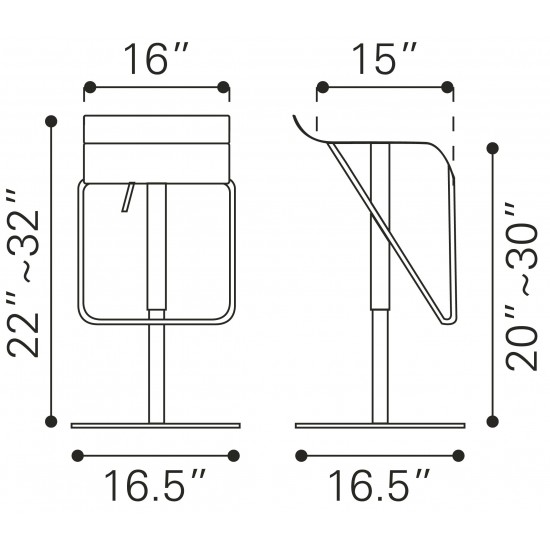 Dazzer Barstool Brushed Stainless Steel