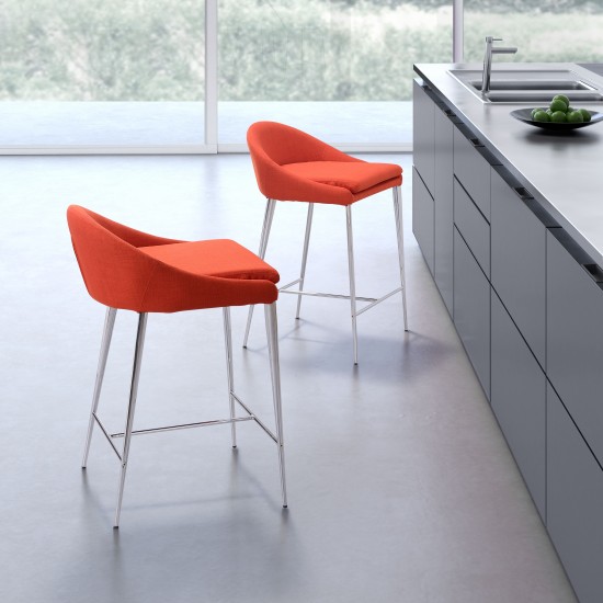 Reykjavik Counter Chair (Set of 2) Tangerine