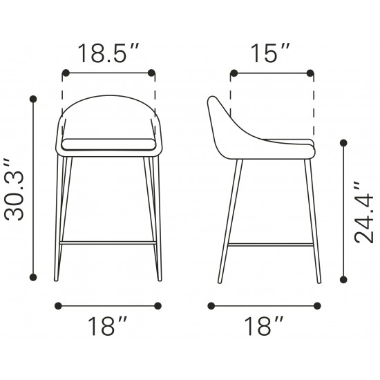 Reykjavik Counter Chair (Set of 2) Tangerine