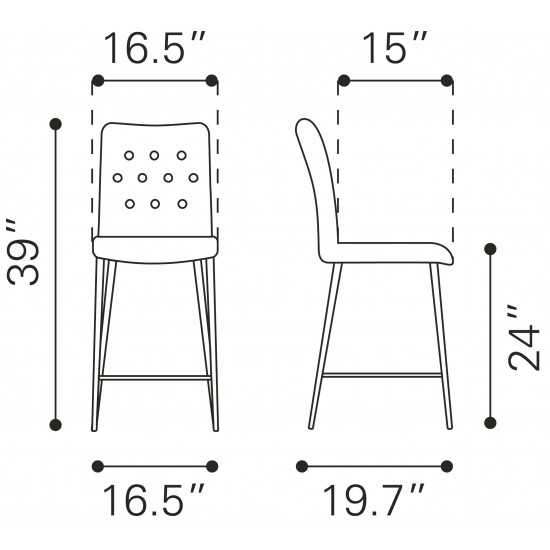 Uppsala Counter Chair (Set of 2) Tangerine