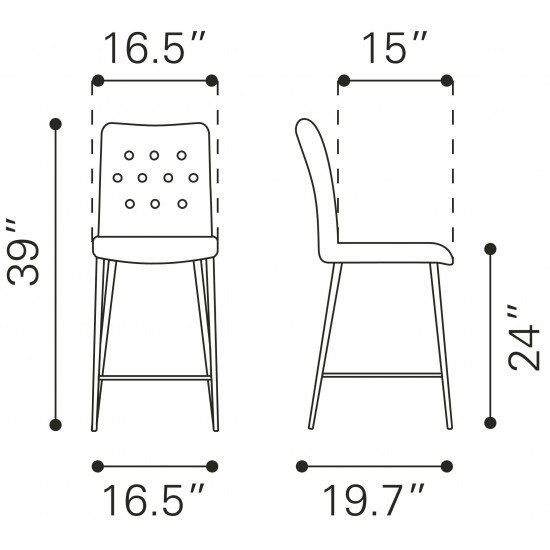 Uppsala Counter Chair (Set of 2) Graphite