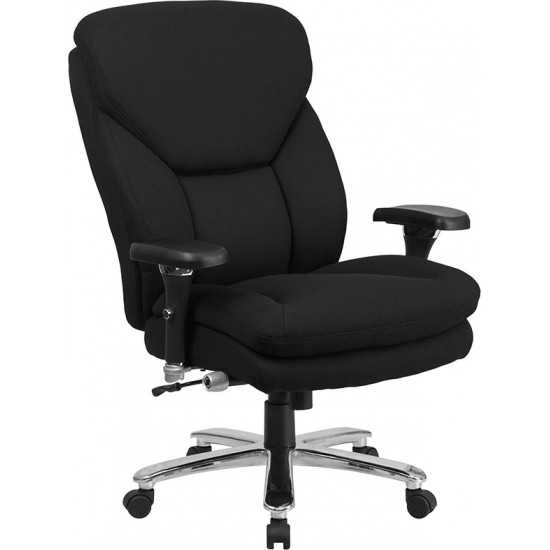 24/7 Intensive Use Big & Tall 400 lb. Rated Black Fabric Executive Ergonomic Office Chair with Lumbar Knob