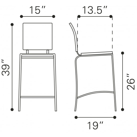 Criss Cross Counter Chair (Set of 2) Black