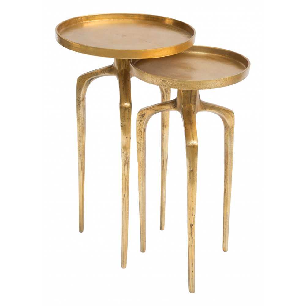 Set of 2 Como Accent Tables Antique Gold Set of 2 Como Accent Tables Antique Gold