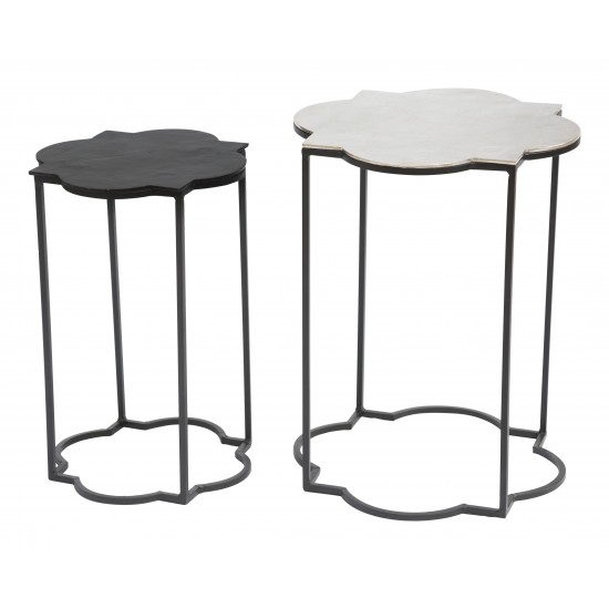 Set of 2 Brighton Accent Tables Black & White