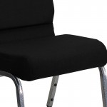 21''W Stacking Church Chair in Black Fabric - Silver Vein Frame