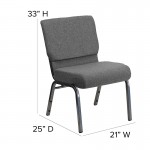 21''W Stacking Church Chair in Gray Fabric - Silver Vein Frame