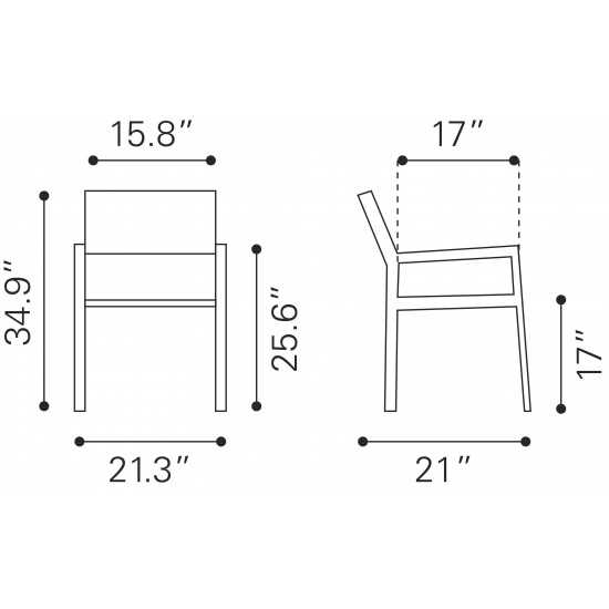 Metropolitan Arm Chair (Set of 2) Brushed Aluminum