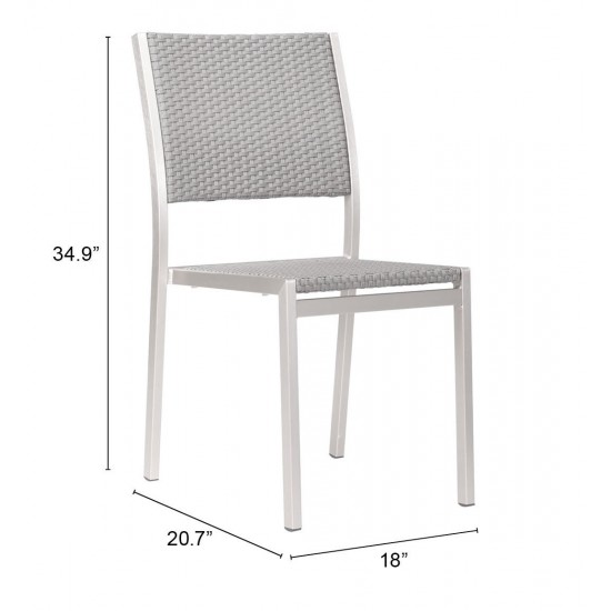 Metropolitan Armless Chair (Set of 2) Brushed Aluminum