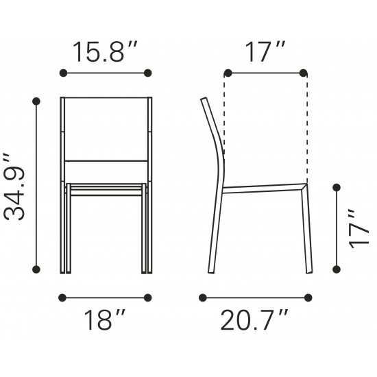 Metropolitan Armless Chair (Set of 2) Brushed Aluminum