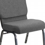 21''W Stacking Church Chair in Gray Fabric - Silver Vein Frame