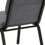 18.5''W Stacking Church Chair in Gray Fabric - Gold Vein Frame
