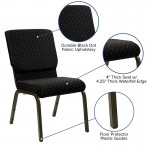 18.5''W Stacking Church Chair in Black Dot Patterned Fabric - Gold Vein Frame