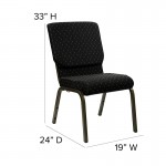 18.5''W Stacking Church Chair in Black Dot Patterned Fabric - Gold Vein Frame