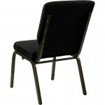 18.5''W Stacking Church Chair in Black Dot Patterned Fabric - Gold Vein Frame