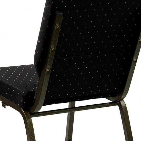 18.5''W Stacking Church Chair in Black Dot Patterned Fabric - Gold Vein Frame