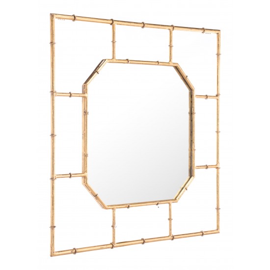 Bamboo Square Mirror Gold