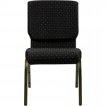 18.5''W Stacking Church Chair in Black Dot Patterned Fabric - Gold Vein Frame
