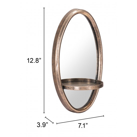 Petite Ogee Mirror & Shelf Gold