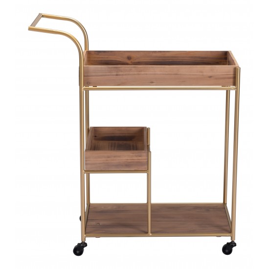 Bar Cart & Tray Brown & Gold