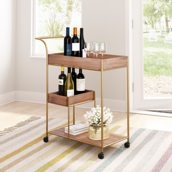 Bar Cart & Tray Brown & Gold