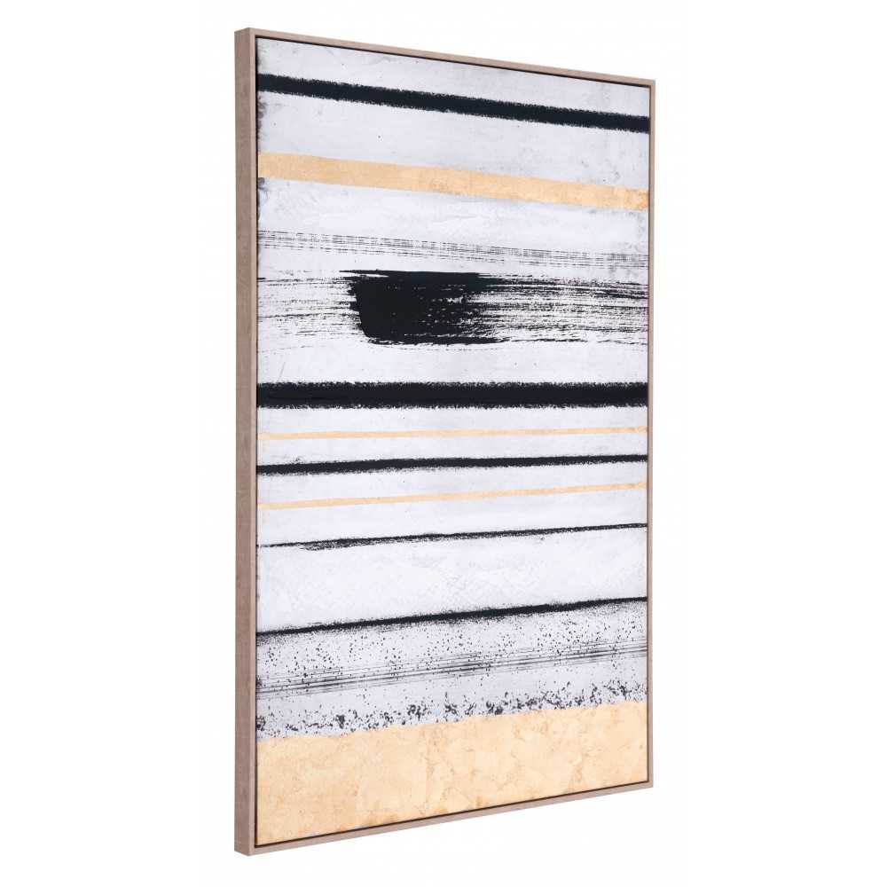 Vertical Brush Strokes Canvas Black & Gold