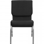 18.5''W Stacking Church Chair in Black Fabric - Silver Vein Frame