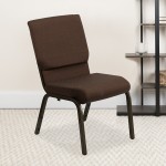 18.5''W Stacking Church Chair in Brown Fabric - Gold Vein Frame