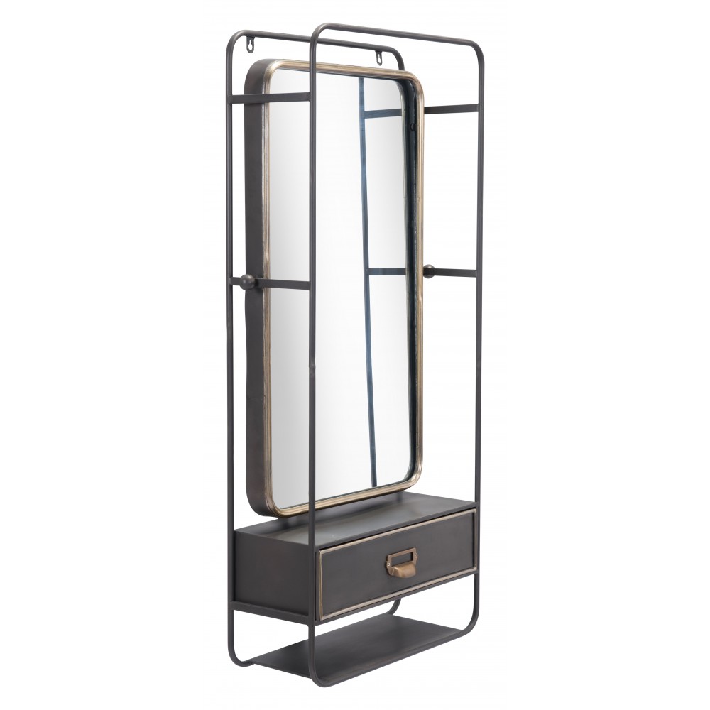 Industrial Storage Mirror Gunmetal & Gold