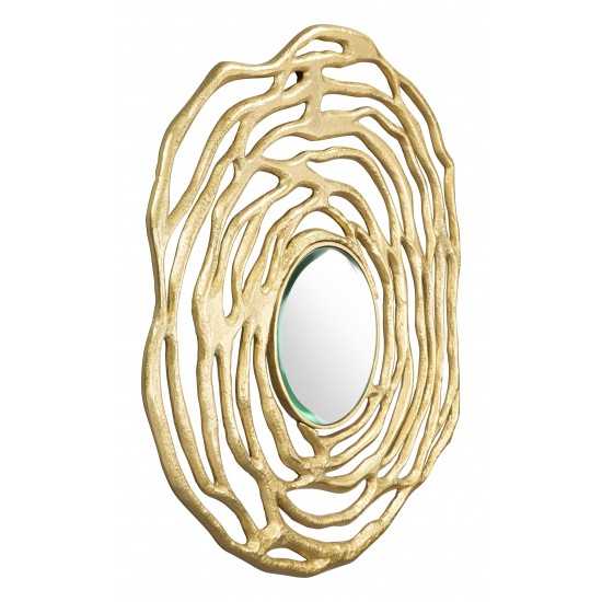 Aqua Round Mirror Gold