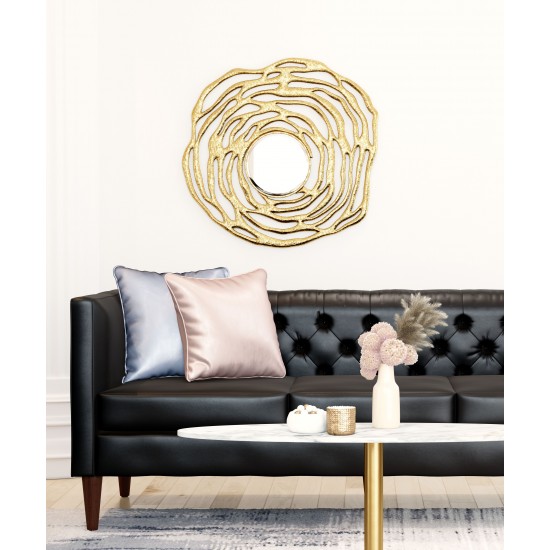 Aqua Round Mirror Gold