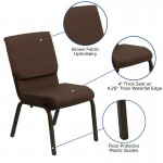 18.5''W Stacking Church Chair in Brown Fabric - Gold Vein Frame