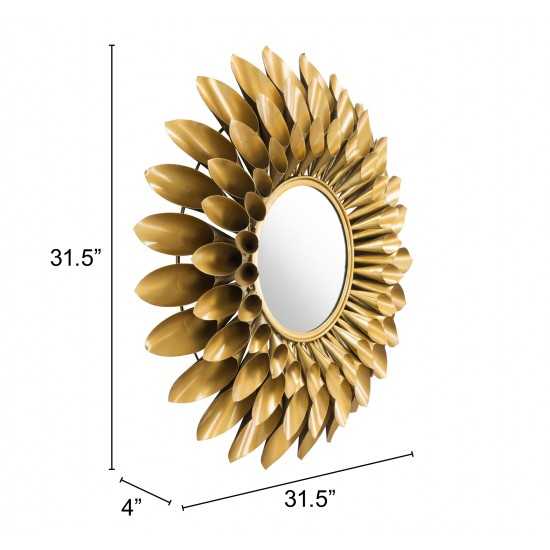 Sunflower Round Mirror Gold