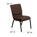 18.5''W Stacking Church Chair in Brown Fabric - Gold Vein Frame