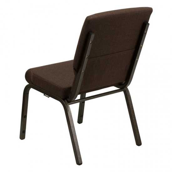 18.5''W Stacking Church Chair in Brown Fabric - Gold Vein Frame