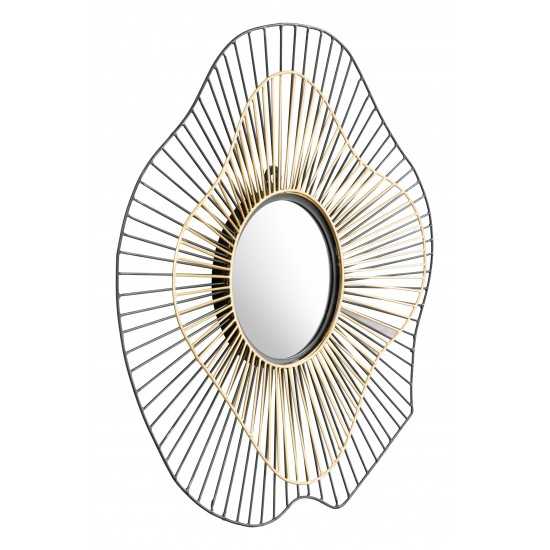 Comet Round Mirror Black & Gold