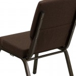 18.5''W Stacking Church Chair in Brown Fabric - Gold Vein Frame