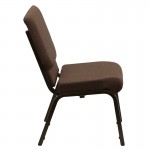 18.5''W Stacking Church Chair in Brown Fabric - Gold Vein Frame