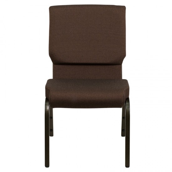 18.5''W Stacking Church Chair in Brown Fabric - Gold Vein Frame