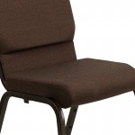 18.5''W Stacking Church Chair in Brown Fabric - Gold Vein Frame