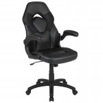 Black Gaming Desk and Black Racing Chair Set with Cup Holder, Headphone Hook & 2 Wire Management Holes