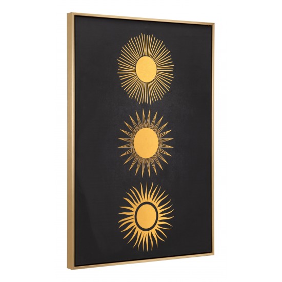 Three Suns Canvas Wall Art Gold & Black