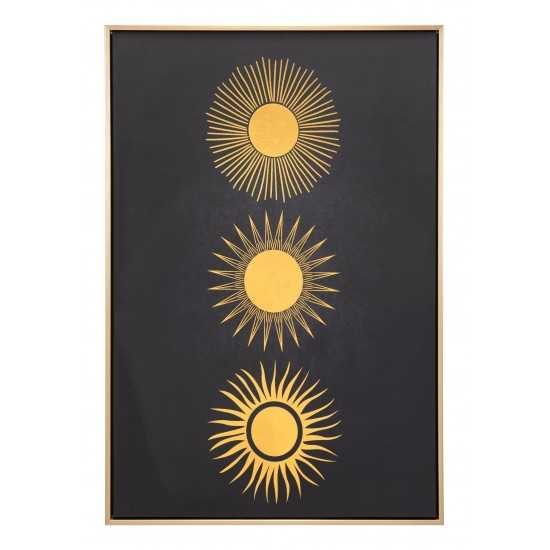 Three Suns Canvas Wall Art Gold & Black