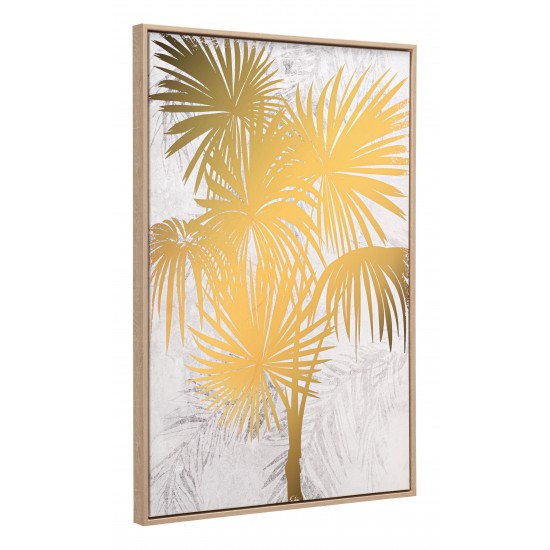 Gulf Fern Canvas Wall Art Gold & White