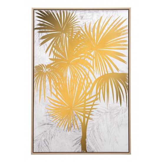 Gulf Fern Canvas Wall Art Gold & White