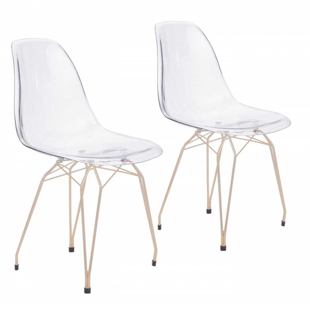 Shadow Dining Chair (Set of 2) Transparent & Gold